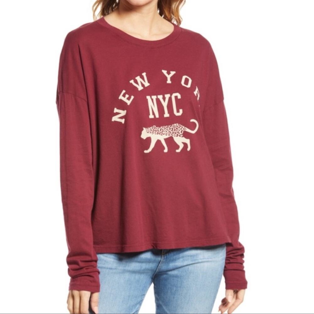 Treasure & Bond Burgundy NYC Long Sleeve Tee NWT Size Small